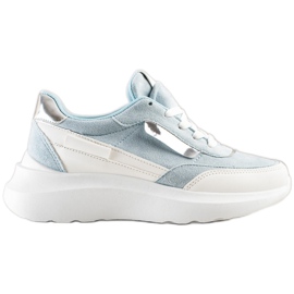 SHELOVET Eleganti scarpe da ginnastica in pelle scamosciata bianca blu