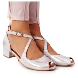 Sandali Tacco Alto Pelle Maciejka 04509-45 Beige-Oro d'oro