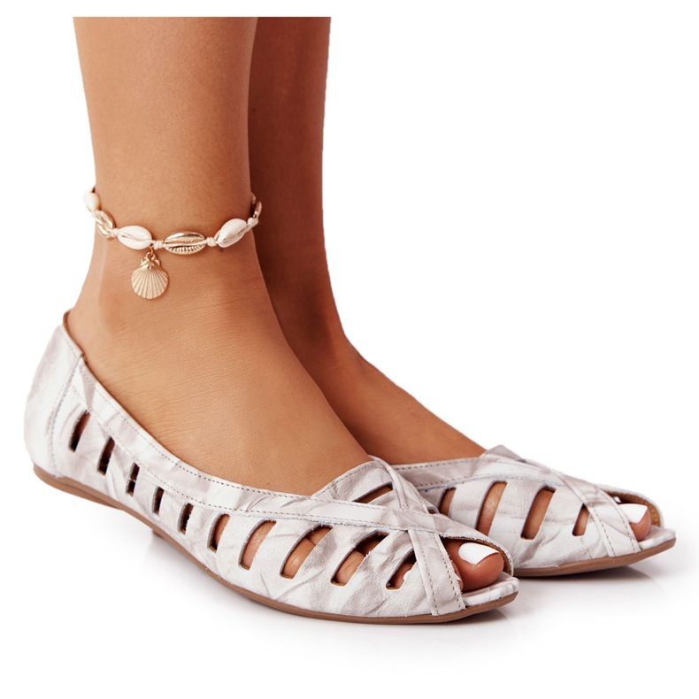 Maciejka Ballerine in pelle beige-grigia 04506-04 grigio