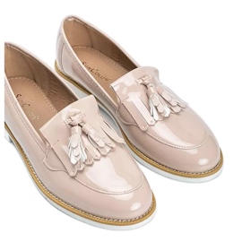 Scarpe laccate beige con frange Lorena