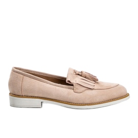 Scarpa in camoscio beige con frange Lorena