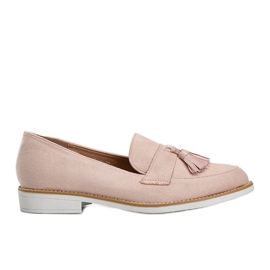 Scarpa in camoscio beige con frange Denisse