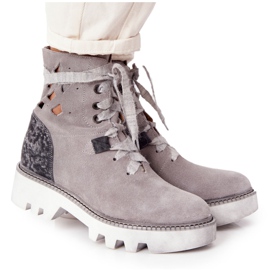 Stivali scamosciati traforati Maciejka Grigio 05033-03 multicolore