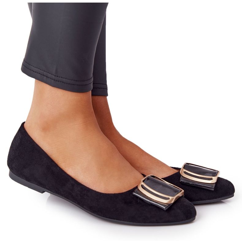 Ballerine In Camoscio Con Fibbia Sergio Leone BL623 ​​​​Nero