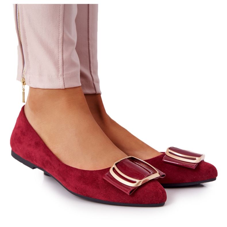 Ballerine In Camoscio Con Fibbia Sergio Leone BL623 ​​​​Borgogna rosso multicolore