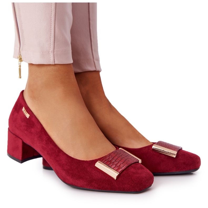 Décolleté in camoscio con tacco Sergio Leone PB142 Borgogna rosso multicolore