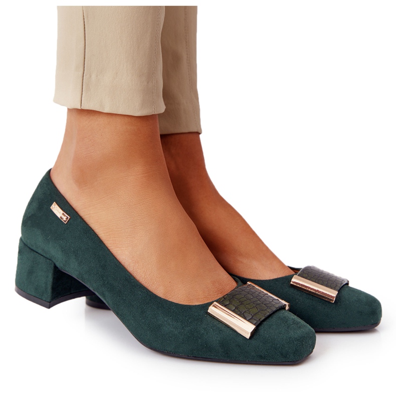 Décolleté in camoscio con tacco Sergio Leone PB142 Verde