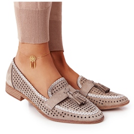 Mocassini traforati Sergio Leone MK735 Beige