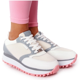 Scarpe sportive in pelle sulla piattaforma GOE HH2N4008 Bianco bianca multicolore