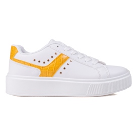 SHELOVET Sneakers casual in ecopelle bianco giallo