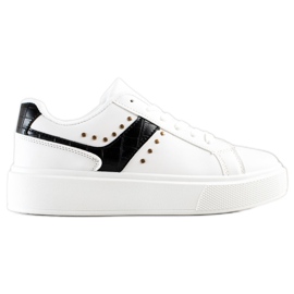 SHELOVET Sneakers casual in ecopelle bianco nero