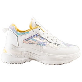 SHELOVET Sneakers Con Paillettes bianca