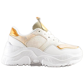 Weide Sneakers in ecopelle con stampa serpente bianco d'oro