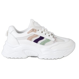SHELOVET Sneakers Con Righe Colorate bianco