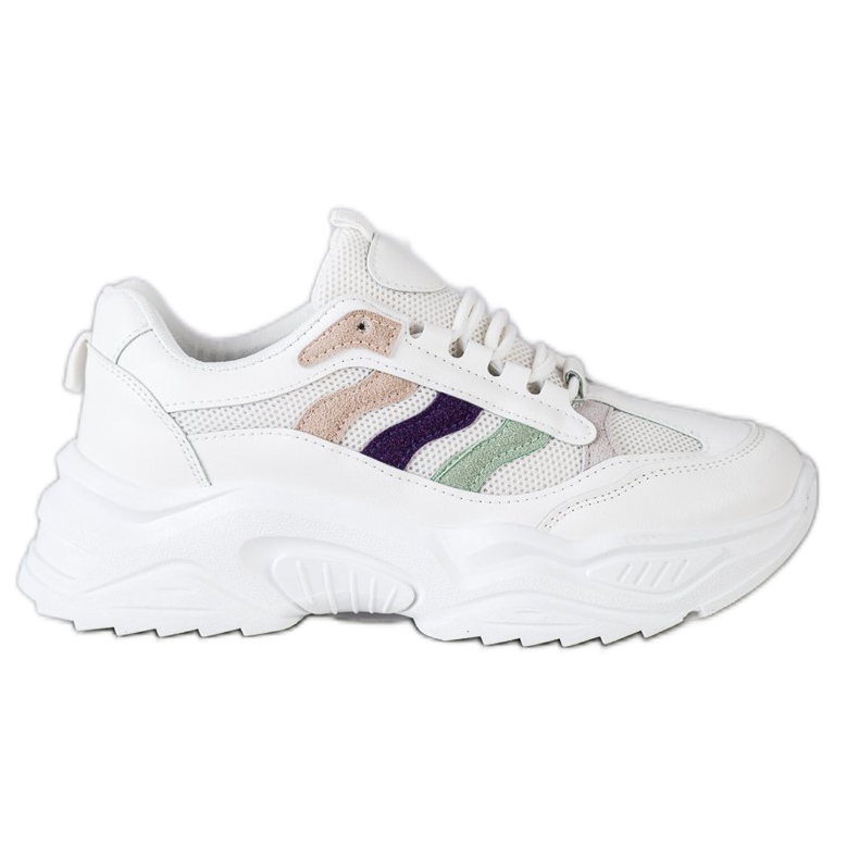 SHELOVET Sneakers Con Righe Colorate bianca