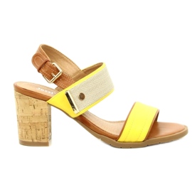 Jezzi Sandali femminili sul Cork Post Yellow 20SD35-1826 beige