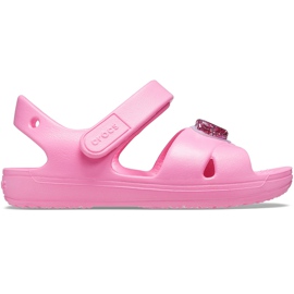 Sandali per bambini Crocs Classic Cross Strap Charm rosa 206947 669