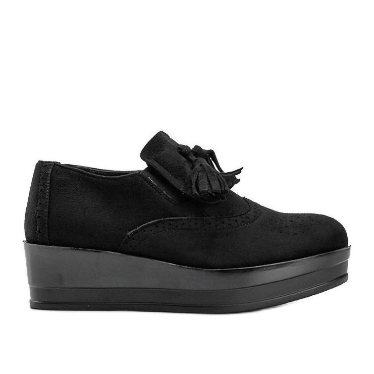 Scarpe brogue in camoscio nero sulla zeppa Makenzie