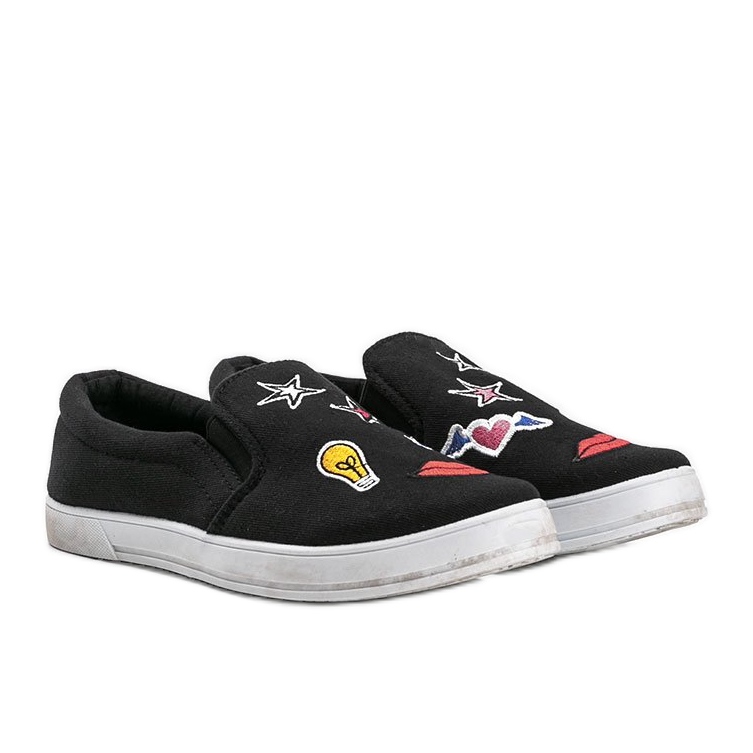 Sneakers in tessuto nero con patch Anais