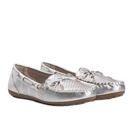 Mocassini argento in ecopelle traforata Esther