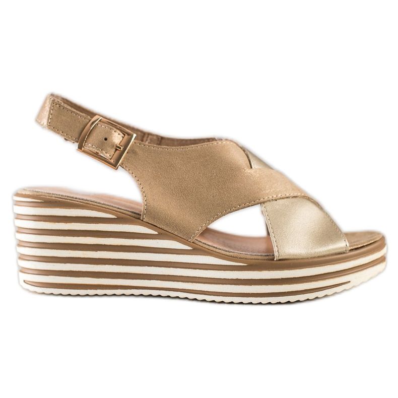 Sandali Dorati Sulla Zeppa Sergio Leone d'oro