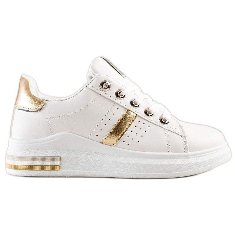 SHELOVET Scarpe da ginnastica sportive bianca d'oro