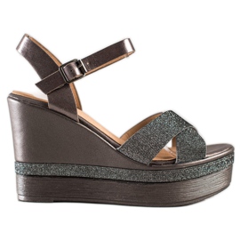 Weide Sandali con zeppa glitterati multicolore grigio