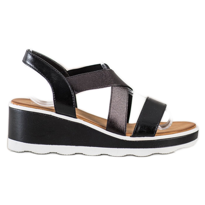 Weide Sandali con zeppa lucidi nero