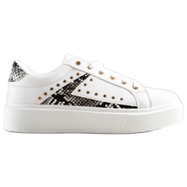 SHELOVET Sneakers bianche sulla piattaforma bianca nero