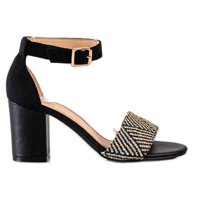 Evento Sandali con tacco alto intrecciati beige nero