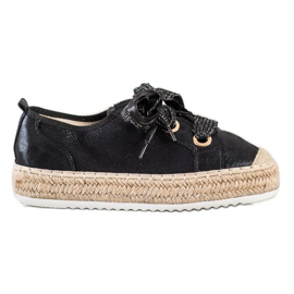 Mannika Espadrillas con rilegatura decorativa nero