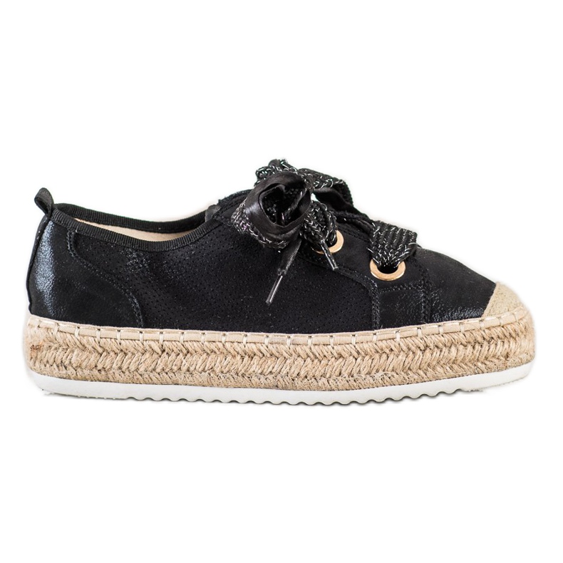 Mannika Espadrillas con rilegatura decorativa nero