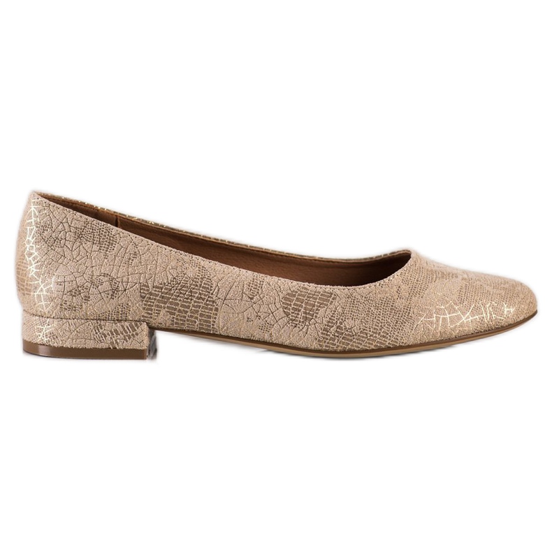 Sergio Leone BL625 Ballerine con tacco piatto beige d'oro