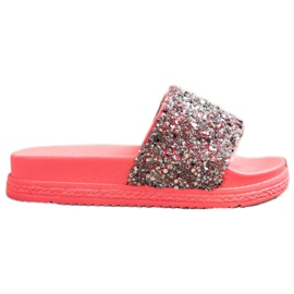 Seastar Pantofole alla moda sulla piattaforma rosso rosa d'argento
