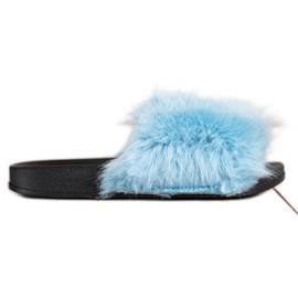 SHELOVET Comode pantofole in pelliccia blu