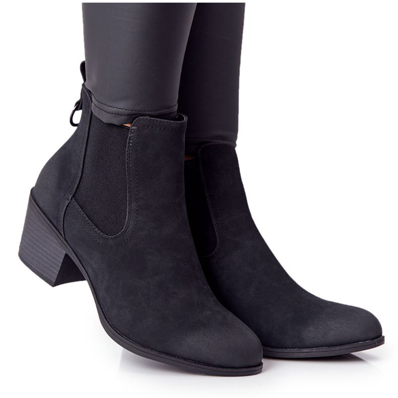 PJ1 Stivali caldi neri da donna Jodhpur Heel Trinity nero
