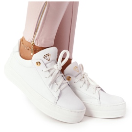 Sneakers Da Donna In Pelle Sulla Piattaforma Bianca Nicole 2645 bianco d'oro