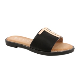 Filippo Pantofole da donna alla moda Nero e Oro DK2103
