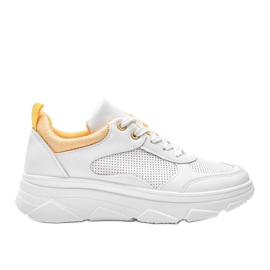 Sneakers bianche con suola spessa con motivo a pelle di serpente Joyce bianco