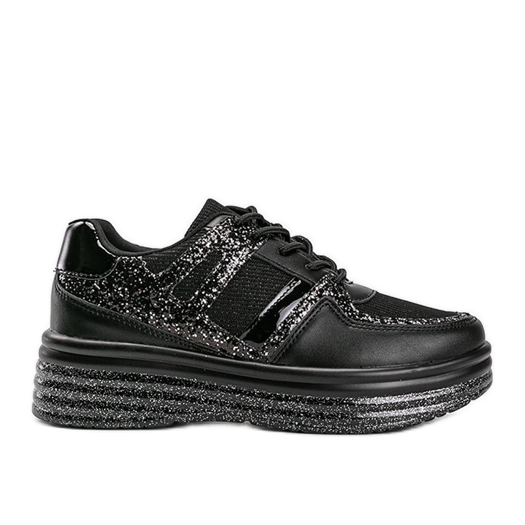 Sneakers nere glitterate con suola spessa Laurel nero