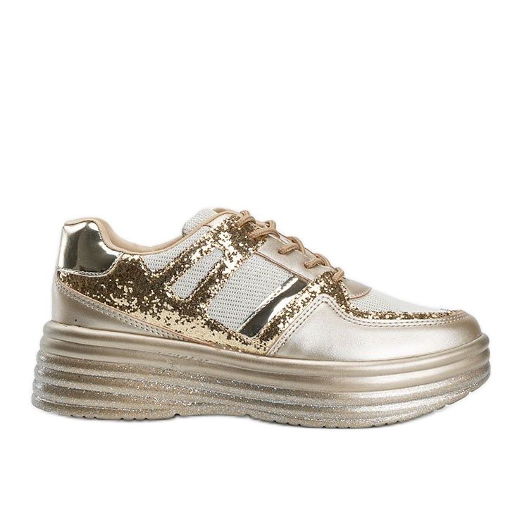 Sneakers glitter oro con suola spessa Laurel d'oro