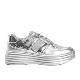Sneakers glitter argento con suola spessa Laurel d'argento