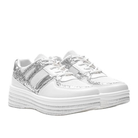 Sneakers bianche in broccato su una spessa suola Laurel bianco