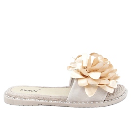 Pantofole da donna beige con fiori LS005 Beige