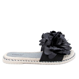 Nero LS005 Pantofole da donna nere con fiori