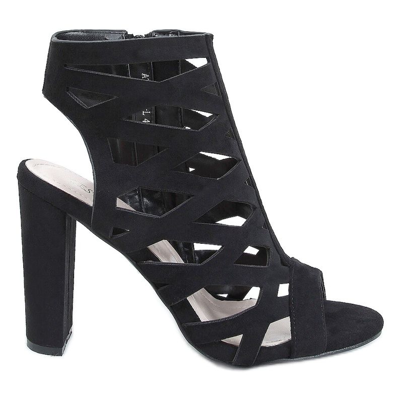 Sandali neri con tacco traforato AT-0666-L Nero