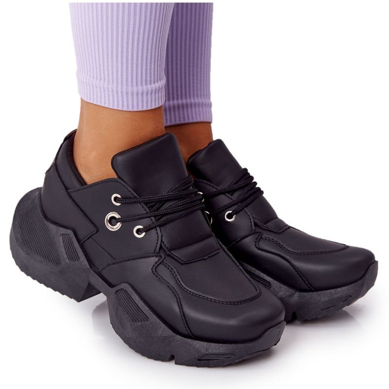 PS1 Sneakers da donna su una massiccia suola nera con bolle nero