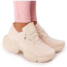 PS1 Sneakers da donna su una massiccia suola beige frizzante