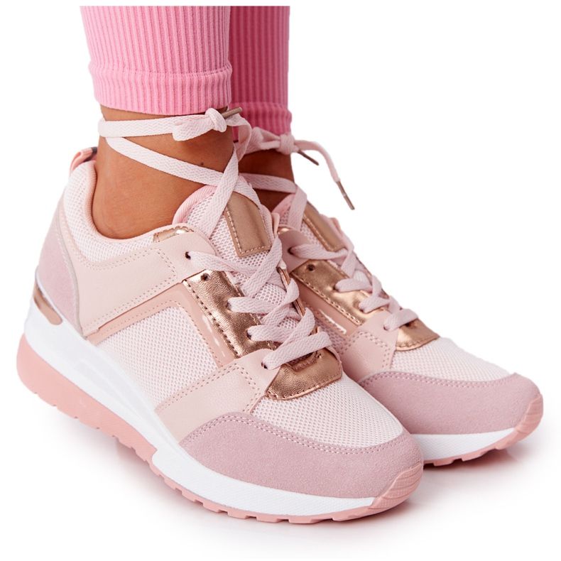 PS1 Sneakers con zeppa Rosa Bye Bye Love d'oro