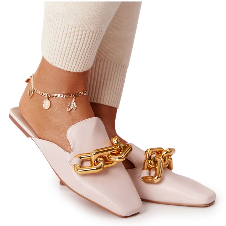 Pantofole Beige Con Tomaia E Catena Beige Call On Me